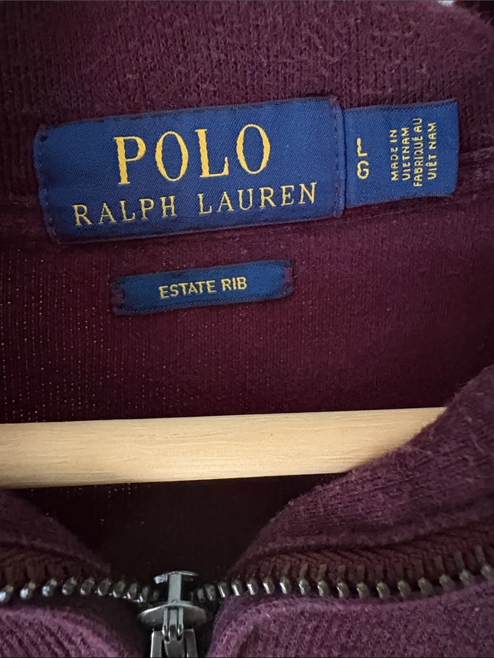 Ralph Lauren Burgundy Half-Zip Hoodie Sweater - Picture 2 of 5
